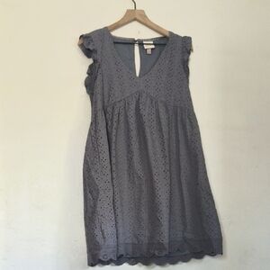 Knox Rose Soft Blue Eyelet Boho Mini Ruffled Sundress Sz Small Women